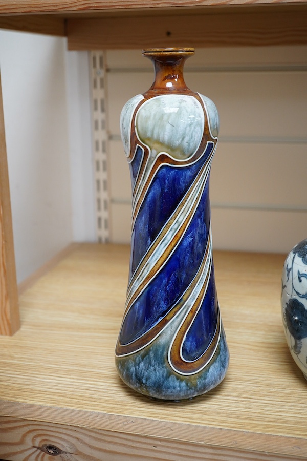 An Art Nouveau Doulton Lambeth vase by Frank Butler, 28.5cm. Condition - good